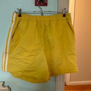 Yellow adidas shorts